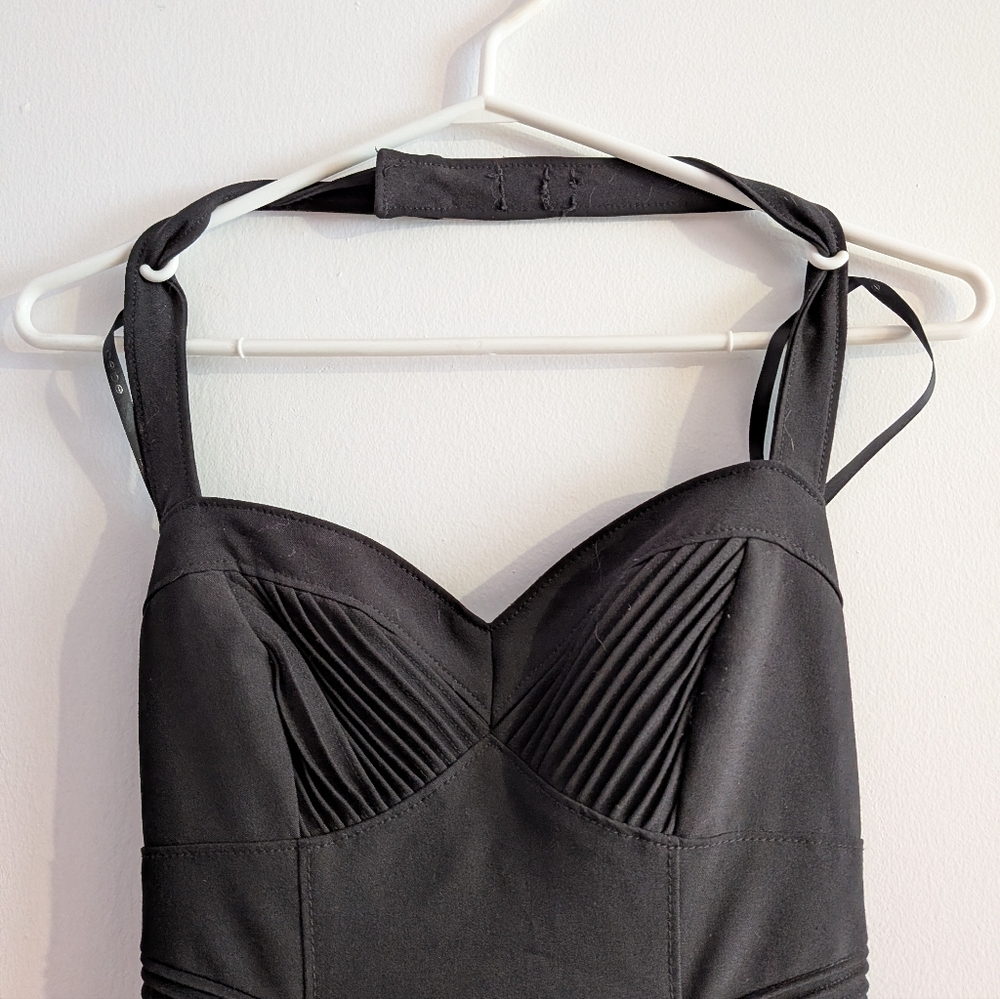Bebe Y2K Black Bodycon Dress Vintage Halter Size 2 Small